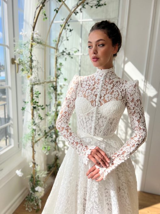 Teuta matoshi-Soft Echoes of Lace Gown - Image 2