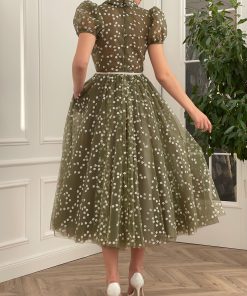 Teuta matoshi-Olive Flowery Dress