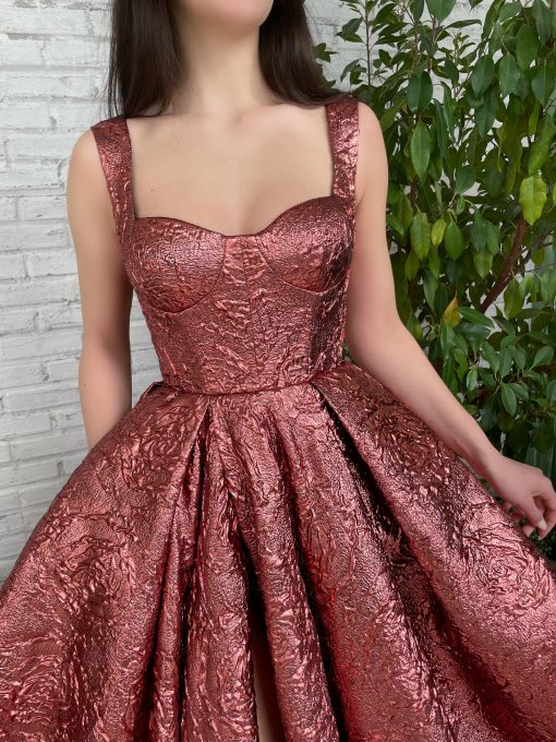Teuta matoshi-Rose Gold Opera Gown