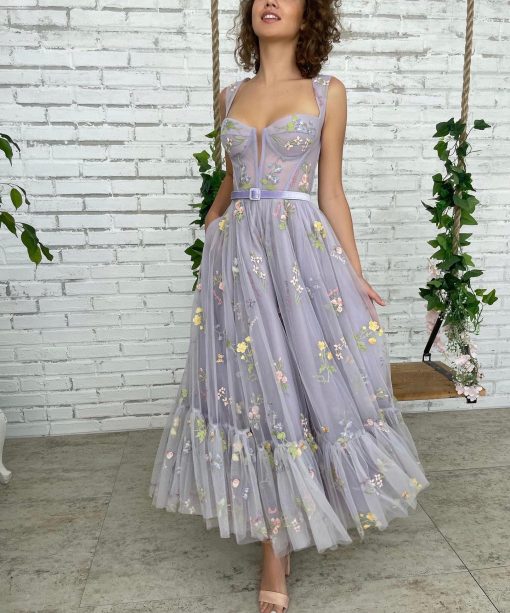 Teuta matoshi-Violet Blooms Terrace Dress - Image 2