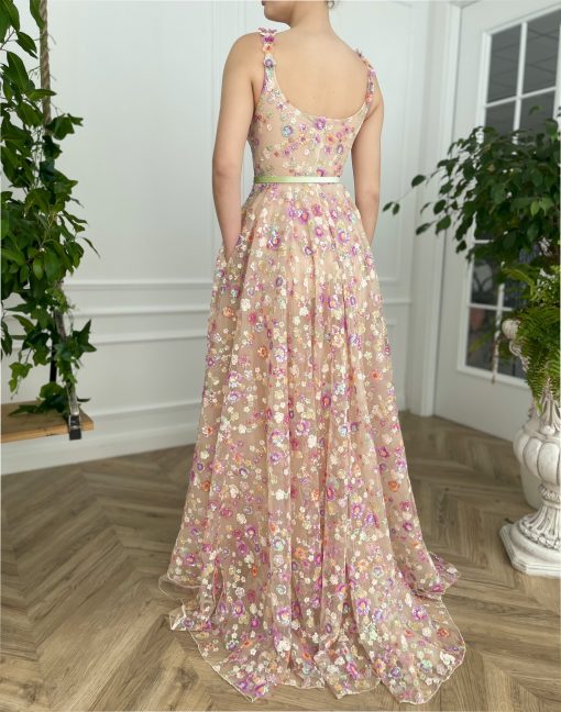 Teuta matoshi-Opalescent Floral Sequined Gown - Image 2