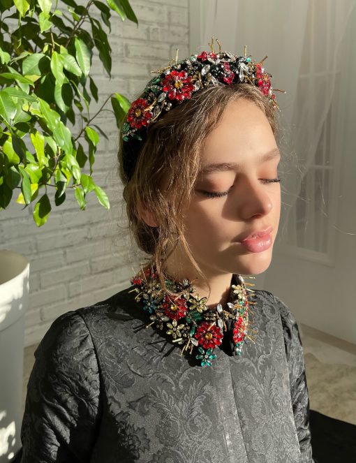 Teuta matoshi-Bejeweled Sable Dress