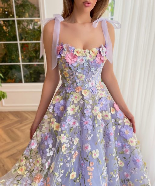 Teuta matoshi-Lavender Bloom Midi Dress