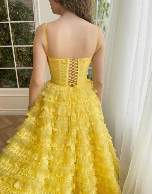 Teuta matoshi-Sun-yellow Swirl Ball Gown - Image 2