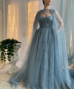 Teuta matoshi-Blue Skies Capelet Gown
