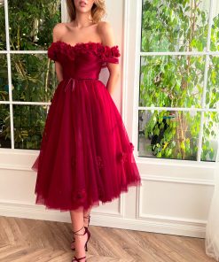 Teuta matoshi-Crimson Cherry Midi Dress