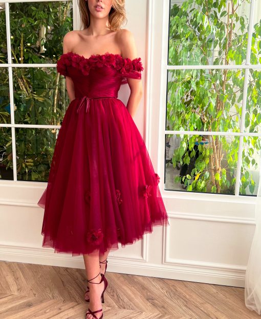 Teuta matoshi-Crimson Cherry Midi Dress