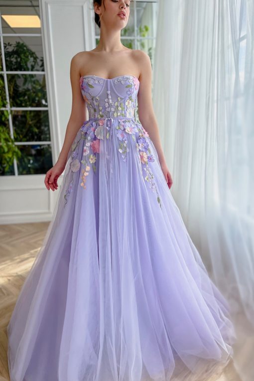 Teuta matoshi-Lavender Floral Gown - Image 2