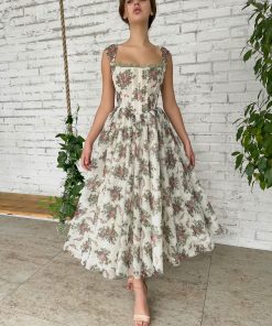 Teuta matoshi-Flowery Filigree Corset Dress