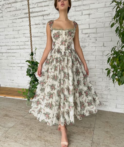 Teuta matoshi-Flowery Filigree Corset Dress