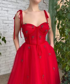 Teuta matoshi-Cherry Velvet Allure Dress