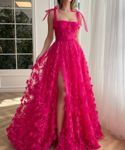 Teuta matoshi-Fuchsia Elegance Lace Gown