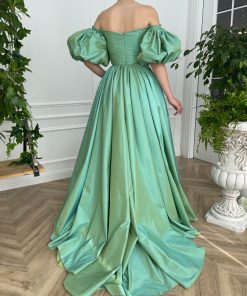 Teuta matoshi-Emerald Iridescent Draped Gown 2
