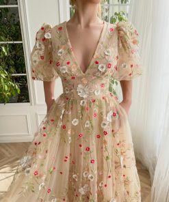 Teuta matoshi-Floral Lace Midi Dress