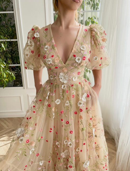 Teuta matoshi-Floral Lace Midi Dress