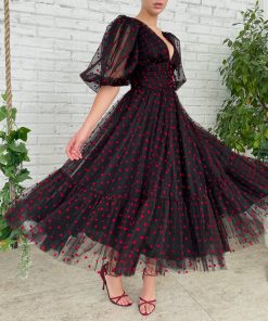 Teuta matoshi-Fluttering Hearts Midi Dress