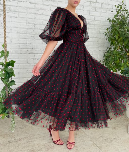 Teuta matoshi-Fluttering Hearts Midi Dress