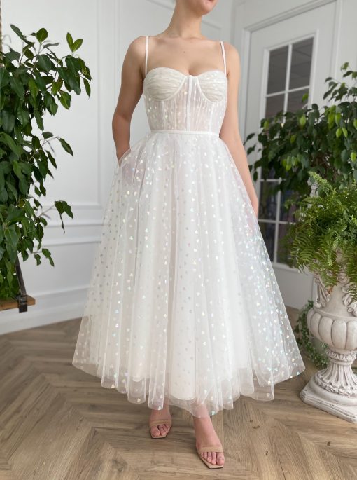 Teuta matoshi-Ivory Hearty Dress