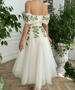 Teuta matoshi-Cascading Ivy Off-Shoulder Dress 2