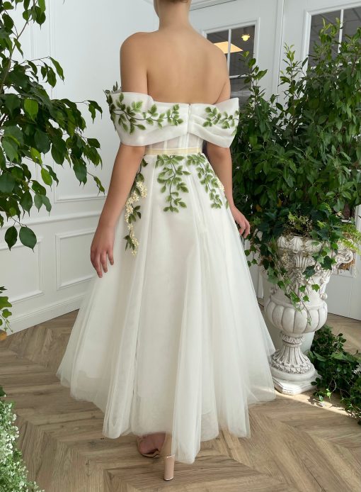 Teuta matoshi-Cascading Ivy Off-Shoulder Dress - Image 2