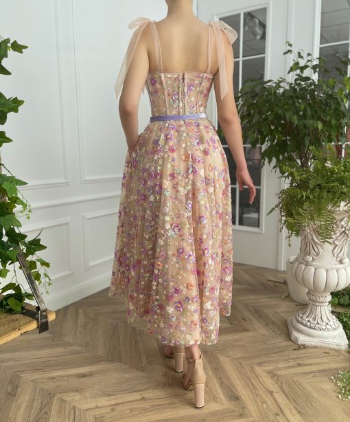 Teuta matoshi-Opalescent Floral Sequined Dress - Image 2