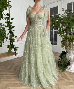 Teuta matoshi-Green Ruffle Gingham Set