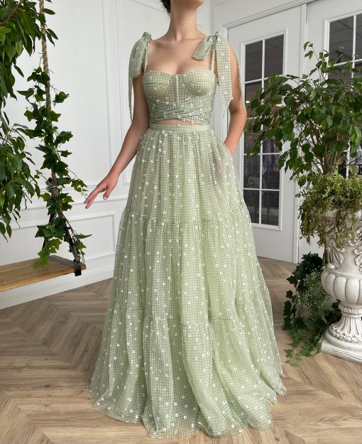 Teuta matoshi-Green Ruffle Gingham Set