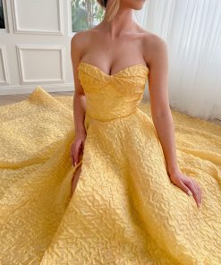 Teuta matoshi-Sunlit Elegance Strapless Gown 2