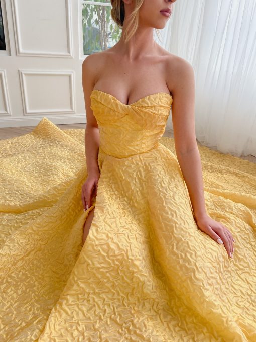 Teuta matoshi-Sunlit Elegance Strapless Gown - Image 2