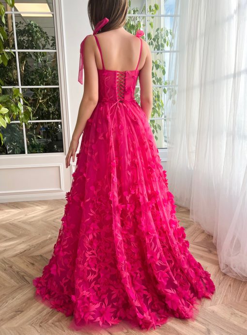 Teuta matoshi-Fuchsia Elegance Lace Gown - Image 2