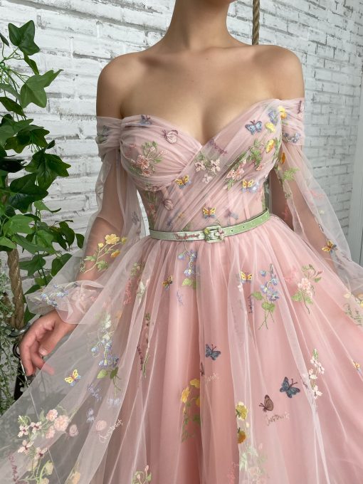 Teuta matoshi-Pastel Castle Off the Shoulder Dress