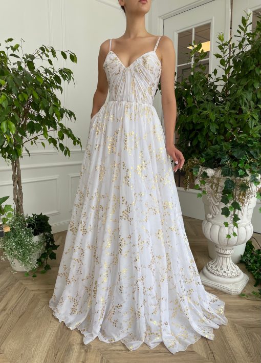 Teuta matoshi-White Gilded Lily Gown - Image 2