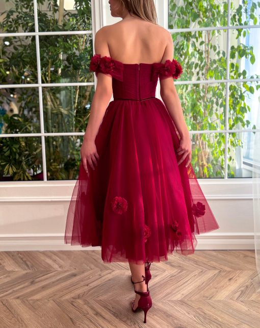 Teuta matoshi-Crimson Cherry Midi Dress - Image 2