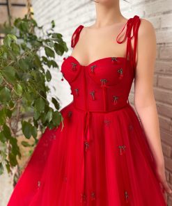 Teuta matoshi-Cherry Velvet Allure Dress 2