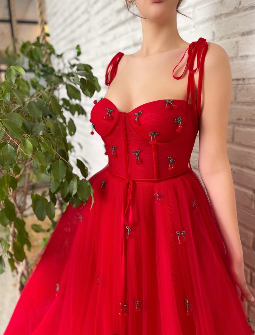 Teuta matoshi-Cherry Velvet Allure Dress - Image 2