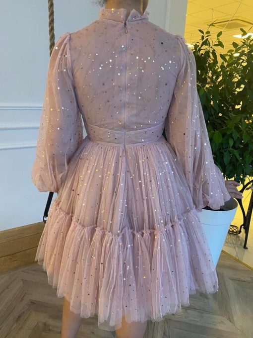 Teuta matoshi-Starry Pastel Pink Mini Dress