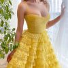 Teuta matoshi-Sun-yellow Swirl Ball Gown