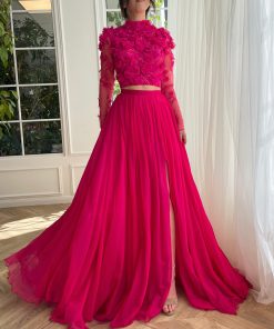 Teuta matoshi-Fuchsia Elegance Ensemble Gown