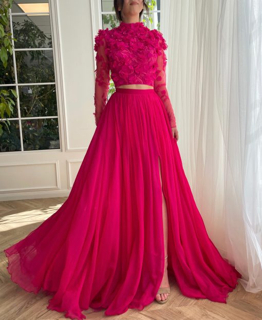 Teuta matoshi-Fuchsia Elegance Ensemble Gown