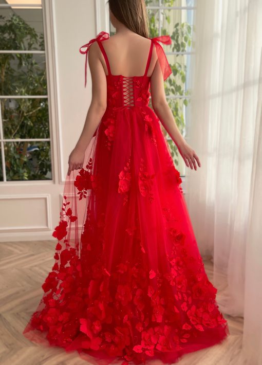 Teuta matoshi-Scarlet Lace Sonata Gown - Image 2