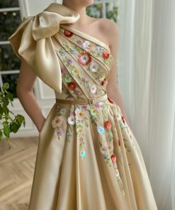 Teuta matoshi-Champagne Gardenia Dress