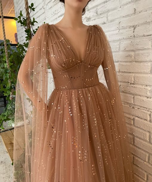Teuta matoshi-Crystal Sands Capelet Gown
