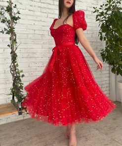 Teuta matoshi-Scarlet Stargazer Dress