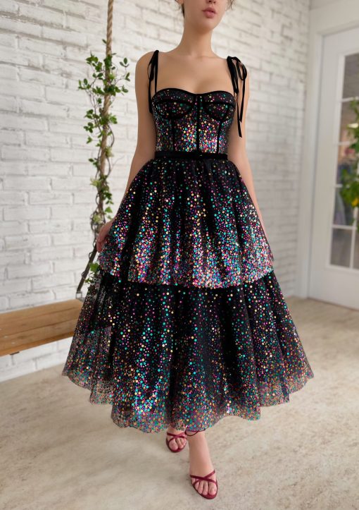 Teuta matoshi-Rainbow Constellation Midi Dress